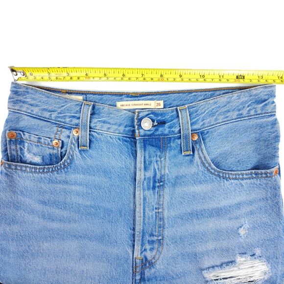 LEVIS Ribcage Straight Ankle Jean In The Middle Distressed 90s Y2k Clean Girl 26 - Picture 3 of 9